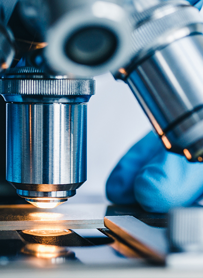 Close up of a microscope
